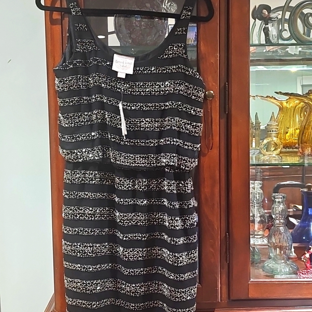 Rome &‎ Juliet Coutour Beaded Sleeveless Cocktail Mini  Dress Blk Sz Sm Nwt